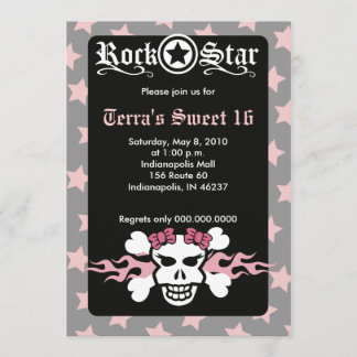 SVECKA 16 SEXTEEN SKULL PUNK ROCKER BIRTHDAY INBJUDNINGAR