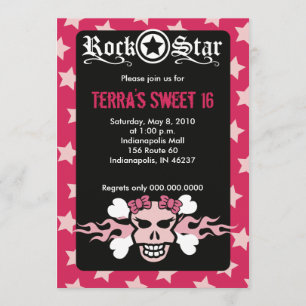 SVECKA 16 SEXTEEN SKULL PUNK ROCKER BIRTHDAY INBJUDNINGAR
