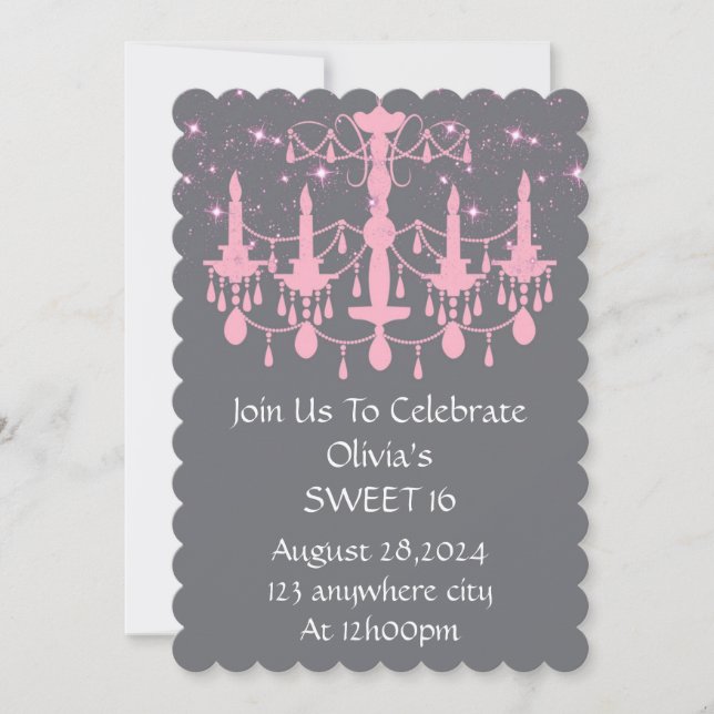 SVECKOS 16 BIRTHDAY INVITATION ROSA SPARA DATUMET (Framsida)
