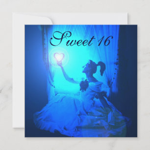 SVEET 16 FÖDELSEDAGSFESTER,AQUA BLUE BLACK DAMASK INBJUDNINGAR