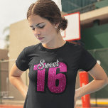 SVEET 16 GIRLS BIRTHDAY ROSA FAUX GLITTER T-shirts<br><div class="desc">SVEET 16 BIRTHDAY TEES AND HOODIES</div>
