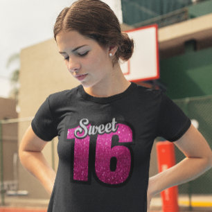 SVEET 16 GIRLS BIRTHDAY ROSA FAUX GLITTER T-shirts