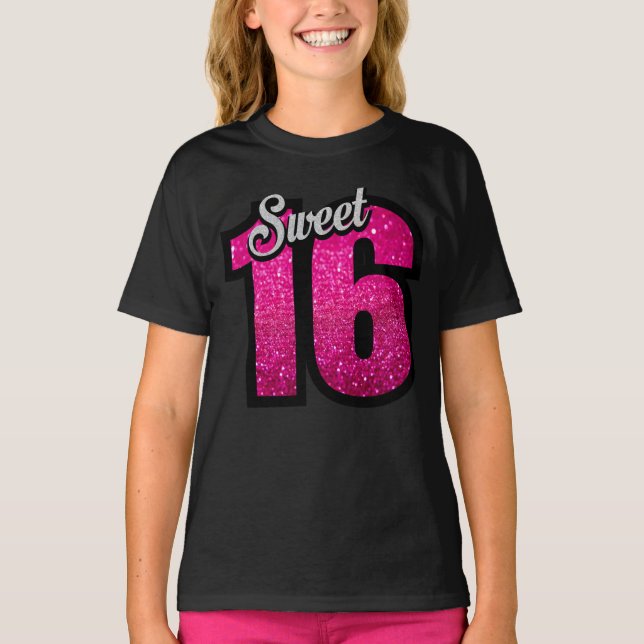 SVEET 16 GIRLS BIRTHDAY T-Shirt T-shirts (Framsida)