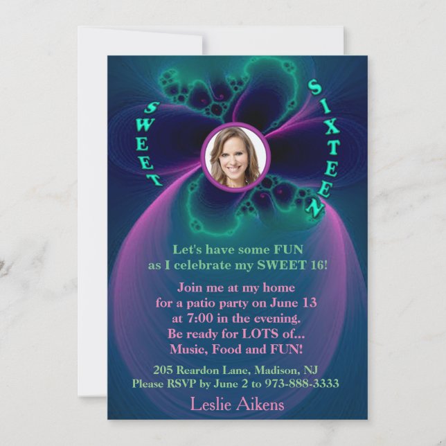 SVEET 16 Inbjudan till födelsedagspresent (Framsida)