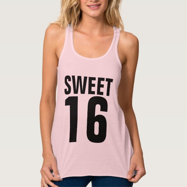 SVEET 16 SEXTON GIRLS BIRTHDAY T-SHIRTS LINNE MED RACERBACK  (Framsida)
