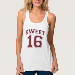 SVEET 16 VARSITY Inspired BIRTHDAY Tee Linne Med Racerback