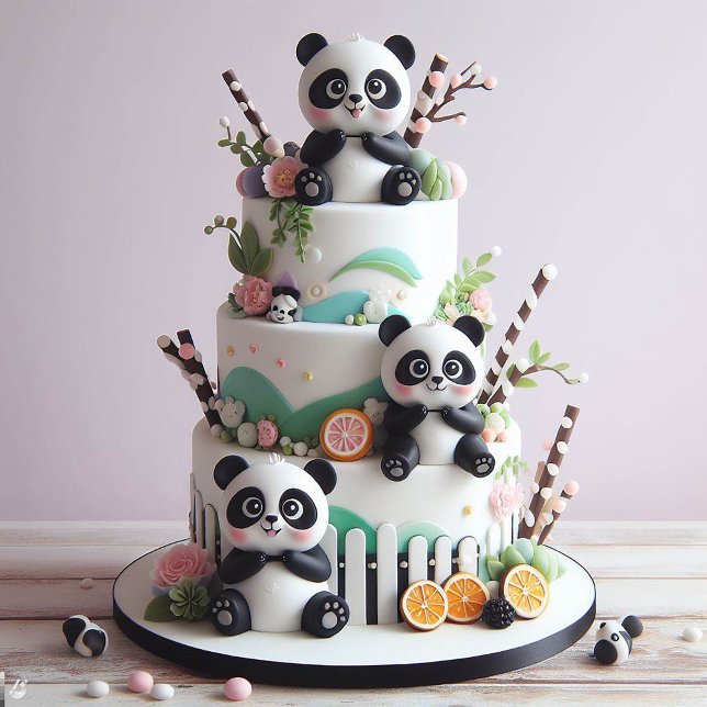 SVEET BLACK & WHITE PANDA THEMED BARNS FÖDELSEDAG KORT (Skapare uppladdad)