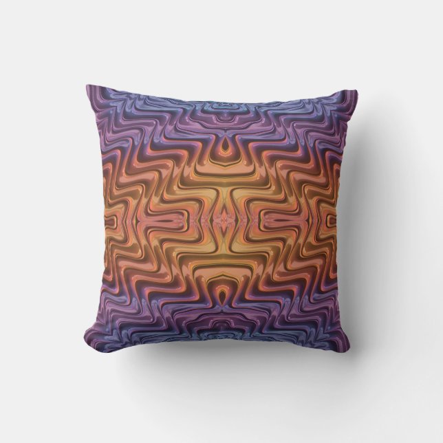 SVEET ~ Blue Lila Orange 3D Fractal Kudde (Framsida)