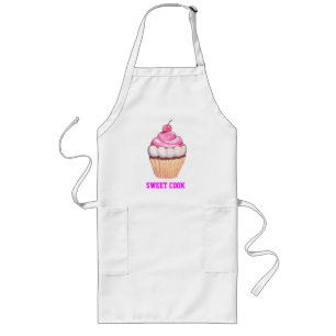 SVEET COOK CHEF'S CUPCAKE APRON - ROSA SWEETS LÅNGT FÖRKLÄDE