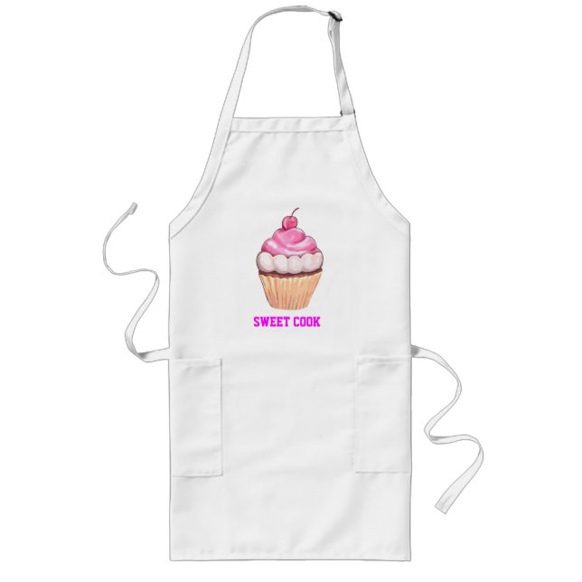 SVEET COOK CHEF'S CUPCAKE APRON - ROSA SWEETS LÅNGT FÖRKLÄDE (Framsidan)