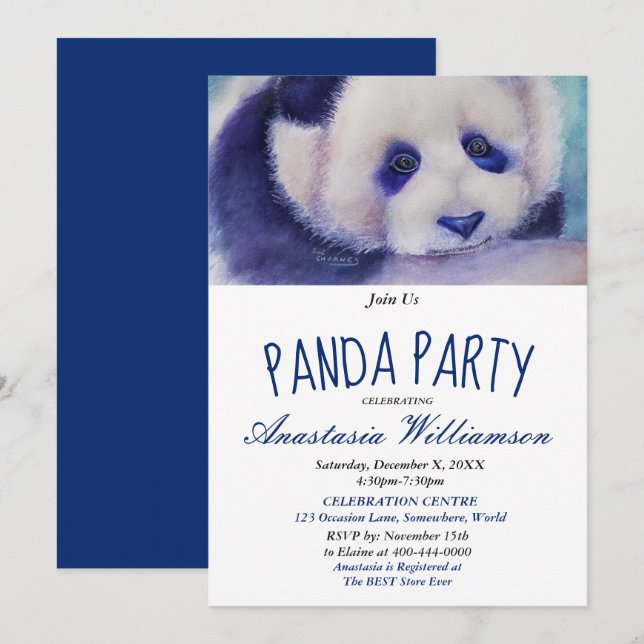 SVEET och CUTE PANDA 10:E FÖDELSEDAGSFESTEN INBJUD Inbjudningar (Fram/baksida)