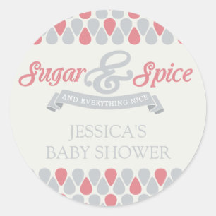 SVEET Socker och Spice Baby Shower Runt Klistermärke
