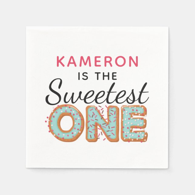 SVEETEST EN Blådöende donuts Baby första födelseda Pappersservett (Framsidan)