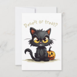 Svek eller Behandla? Funny Evil Black Cat Hallowee Tack Kort