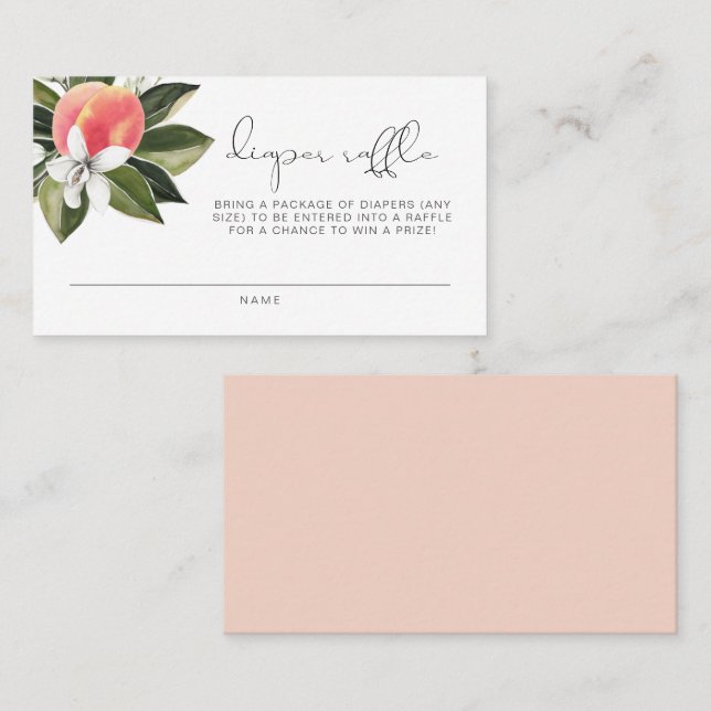 SvennaH Little Peach Baby Shower Raffle Placeringskort (Fram/baksida)