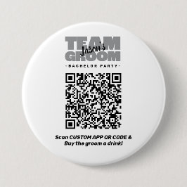 Svensexa QR-kod Köp Drink Lag Brudgum 7,5cm Knapp