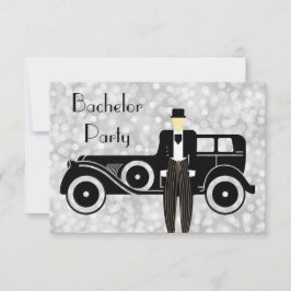 Svensexamensinbjudan Gatsby Vintage bil Inbjudningar