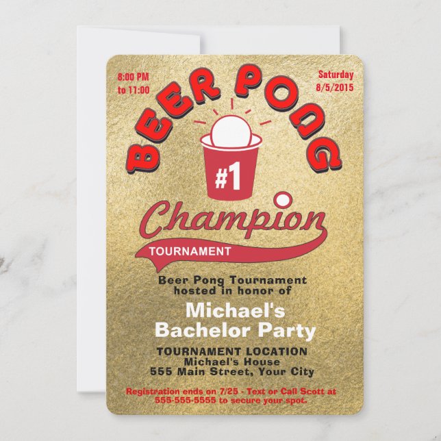 Svensexepartaj Beer Pong Inbjudningar (Framsida)