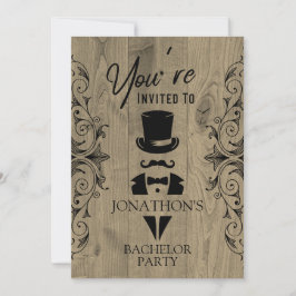 Svensexepartaj Invitation Möhippa i Vintage Smokin Inbjudningar