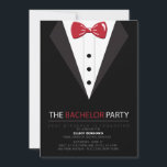 Svensexepartyns Inbjudan<br><div class="desc">Bjud in dem till möhippan med denna eleganta och stilrena inbjudan med svart smoking och röd fluga.</div>