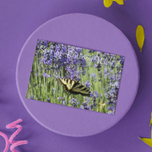 Svensfjäril på Lavender Blooms Birthday Kort