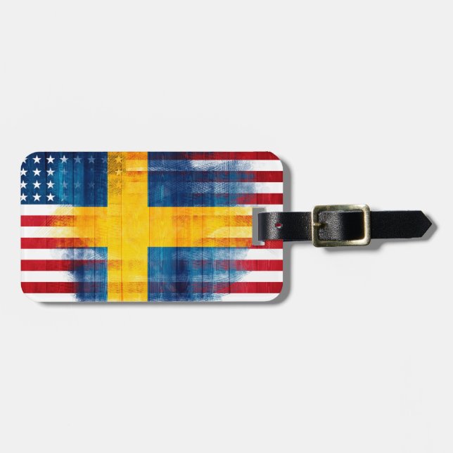 Svensk adress för korn | för amerikanska flaggan | bagagebricka (Horisontell Framsida)