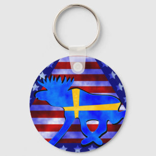 Svensk-Amerikan älg Nyckelring