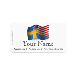 Svensk-Amerikan som vinkar flagga Adressetikett