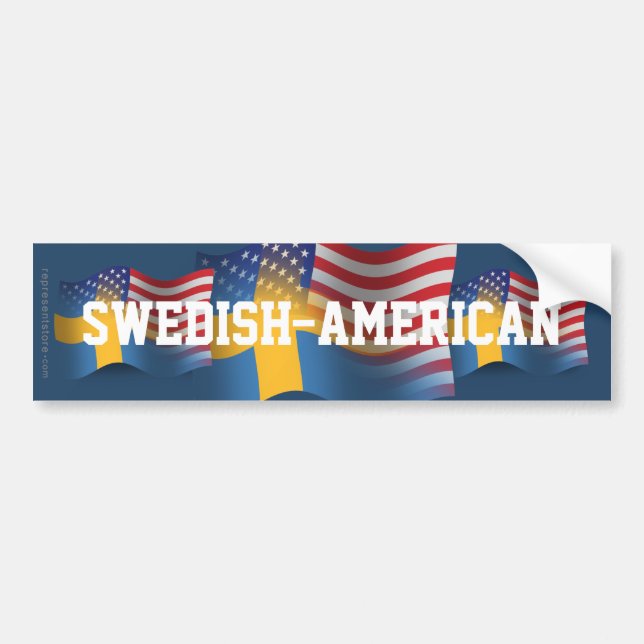 Svensk-Amerikan som vinkar flagga Bildekal (Framsidan)