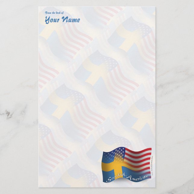 Svensk-Amerikan som vinkar flagga Brevpapper (Framsida)