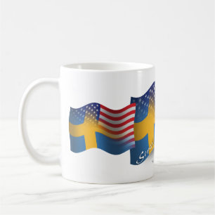 Svensk-Amerikan som vinkar flagga Kaffemugg