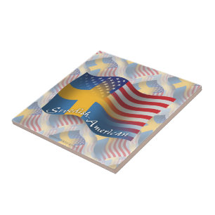 Svensk-Amerikan som vinkar flagga Kakelplatta