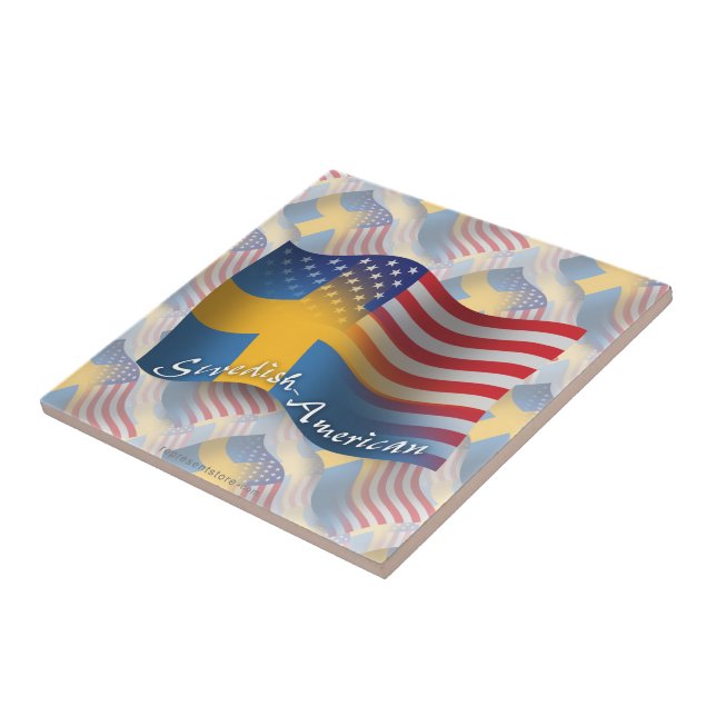 Svensk-Amerikan som vinkar flagga Kakelplatta (Sidan)