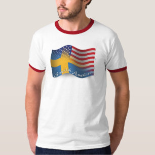 Svensk-Amerikan som vinkar flagga T Shirt