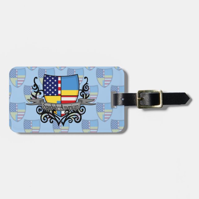 Svensk-Amerikanen skyddar flagga Bagagebricka (Horisontell Framsida)