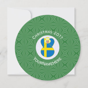 Svensk ängelflagga jul Personlig rund inbjudan