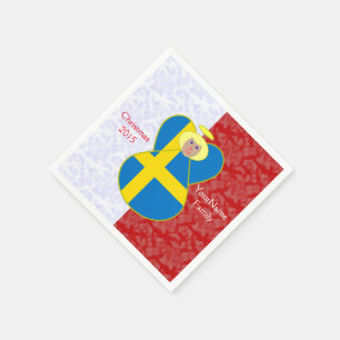 Svensk Ängels Flagga på Röd och Vit Personliggjord Pappersservett