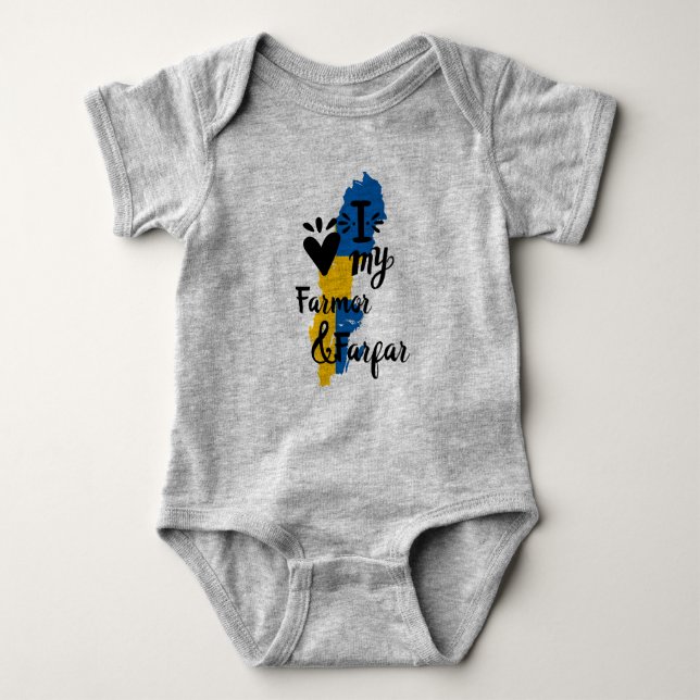 Svensk Baby Född Älskar Farmor Farfar T Shirt (Framsida)
