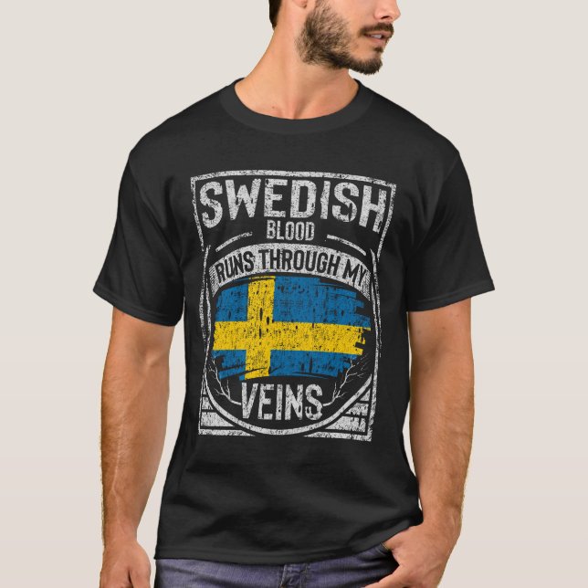 Svensk blodet Springa genom mina vener T Shirt (Framsida)