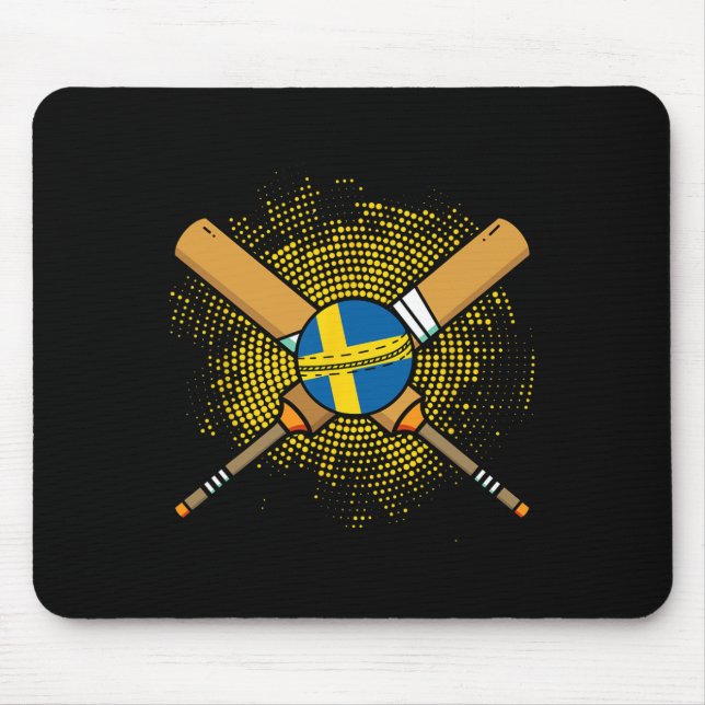 Svensk Cricketracket Och Ll Flagga Av Sverige  Musmatta (Framsidan)