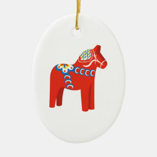 Svensk Dala häst Julgransprydnad Keramik