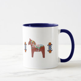 Svensk Dala häst med norska Rosemaling Mugg