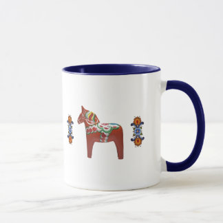 Svensk Dala häst med norska Rosemaling Mugg
