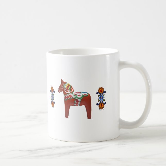 Svensk Dala häst med norska Rosemaling Mugg (Höger)