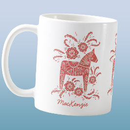 Svensk Dalahäst Röd Personlig Kaffe Mugg