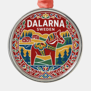 Svensk Dalahäst Sverige Julgransprydnad Metall