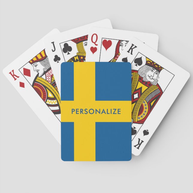 Svensk flagga av sverigeanpassningsbar som leker casinokort (Baksidan)