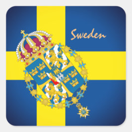 Svensk flagga, emblem & Sveriges semester / sport Fyrkantigt Klistermärke