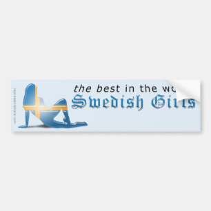 Svensk flickaSilhouetteflagga Bildekal