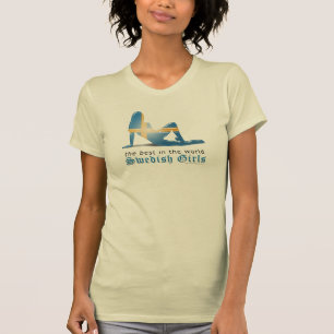 Svensk flickaSilhouetteflagga Tee